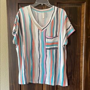Now and Forever Blue and Pink Boxy Short Sleeve Tee Size medium boxy fit